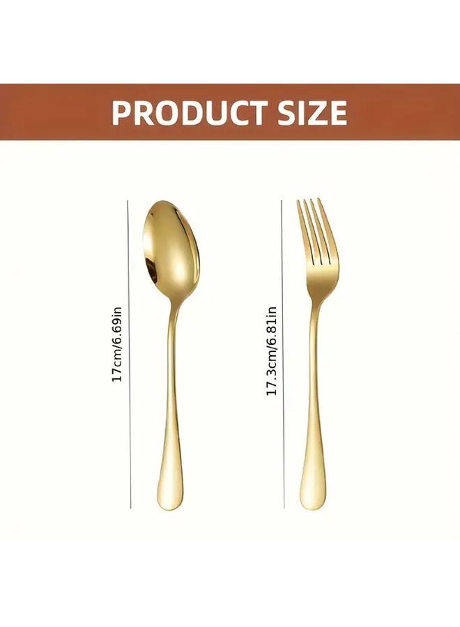 Golden Stainless Steel Spoon And Fork Set 6 Pieces Kitchen Utensils For Home Hotel Restaurant - Image 3